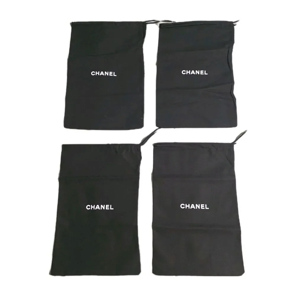 Authentic CHANEL Dust Bag Covers with Drawstrings Black Size 13X9.5 in Set Of 4